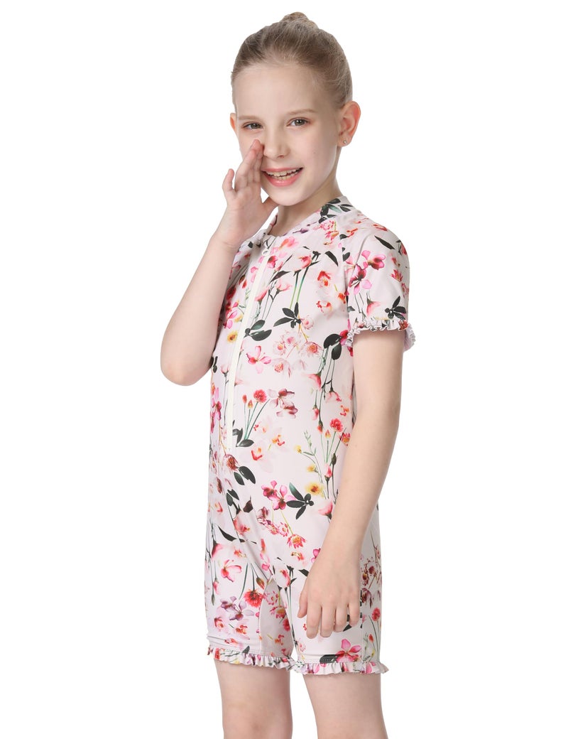 Cadocado Baby Girl Lovely Swimsuit Infant One Piece Beachwear Floral Printed Rashguard Sunsuit Swimwear,Flower Print,12-18 Month - Image 3